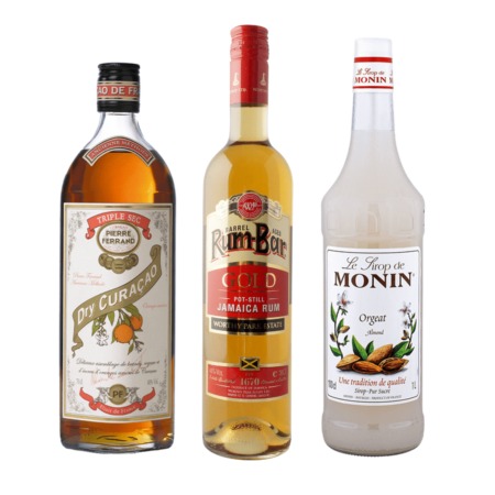 Rum-Bar Gold, 4 Y.O. + Monin Almond + Pierre Ferrand Dry Curaçao