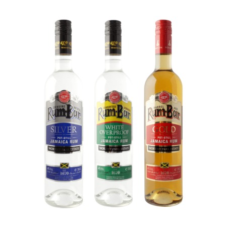 Rum-Bar Gold, 4 Y.O. + Rum-Bar Silver + Rum-Bar Rum White Overproof